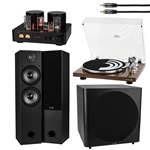 Starting Line 4 Deluxe Tower and Subwoofer Hi-Fi Starter Package with Wood Turntable
