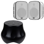 Powered Outdoor Subwoofer and 6-1/2" Indoor/ Outdoor IO65XTW Speaker Bundle White