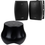 Powered Outdoor Subwoofer and 6-1/2" Indoor /Outdoor IO655BT Speaker Bundle Black