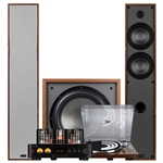 T65 2.1 Vinyl Audio Bundle with 12" 200W Powered Subwoofer Wood