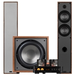 T65 2.1 Stereo Bundle with 12" 200W Powered Subwoofer Wood