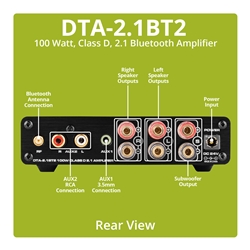 DTA-2.1BT2 100W 2.1 Class D Bluetooth Amplifier  - Dayton Audio