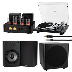Starting Line 4 Deluxe Bookshelf and Subwoofer Hi-Fi Starter Package with Black Turntable