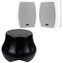 Powered Outdoor Subwoofer and 6-1/2" Indoor /Outdoor IO655WT Speaker Bundle White