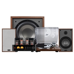 Classic Collection B65 2.1 Vinyl Audio Bundle with 10" 180W Powered Subwoofer Wood