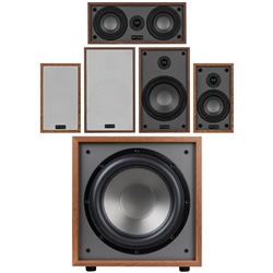 B65 5.1 Home Theater Bundle with 12" 200W Powered Subwoofer Wood