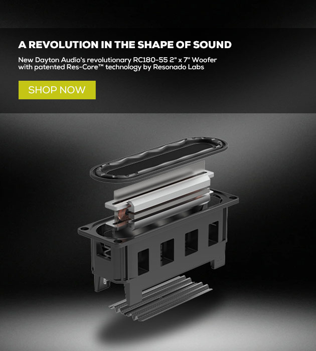 A revolution in the shape of sound - RC180-55 2in x 7in Res-Core Neodymium Woofer 4 Ohm